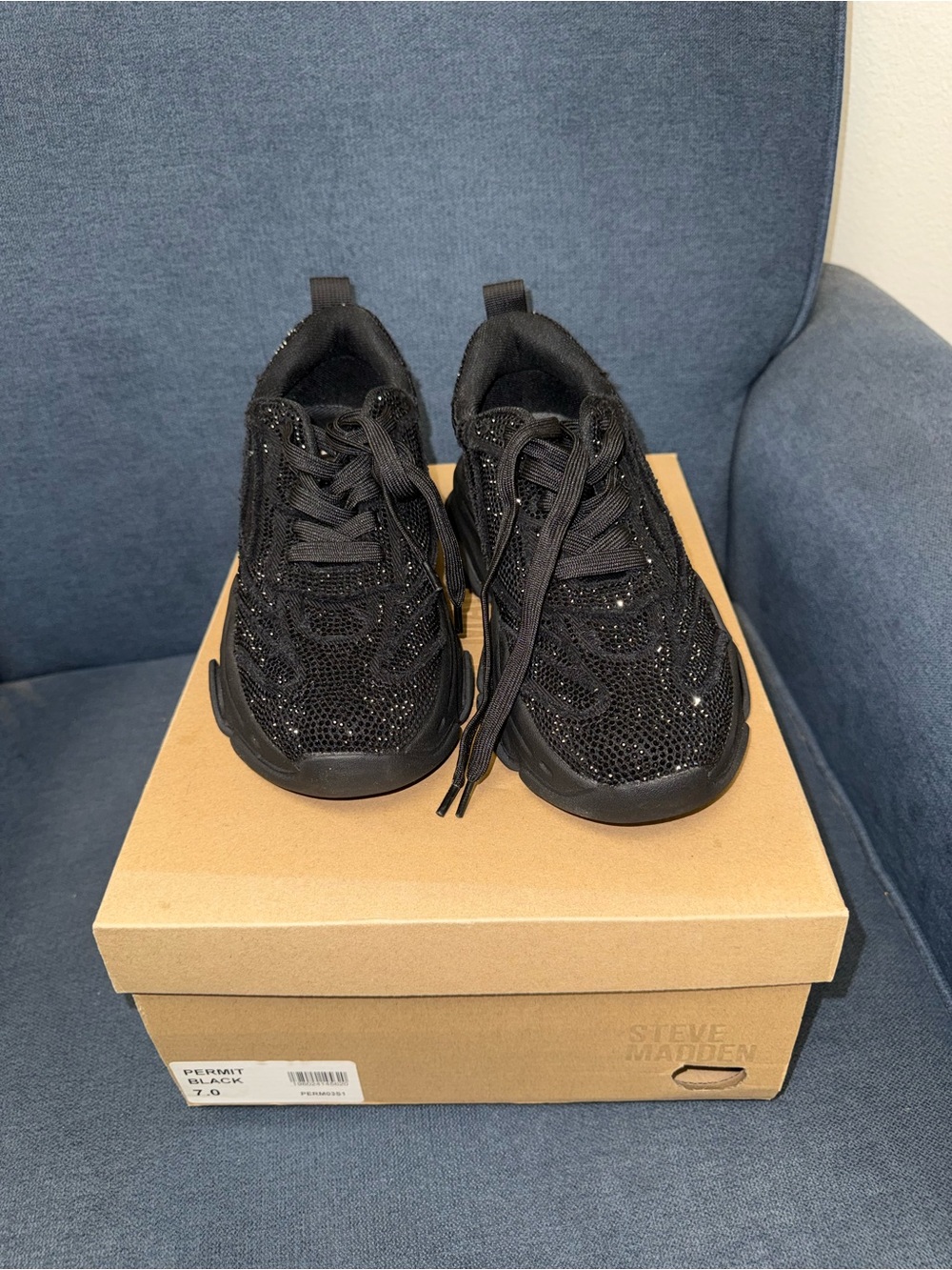 Steve Madden Black Sparkle Chunky Sneakers